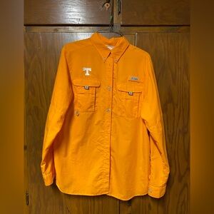 Columbia Women’s Orange Fisherman Shirt with White Tennessee Logo